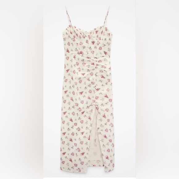 Zara Dresses & Skirts - Zara Linen blend floral midi dress size medium